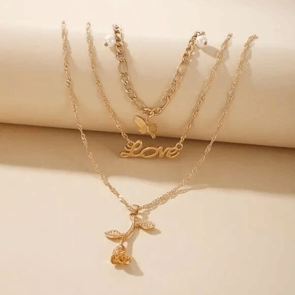 Ladies Three Layered Fashion Necklace Set - Picture 2 of 5